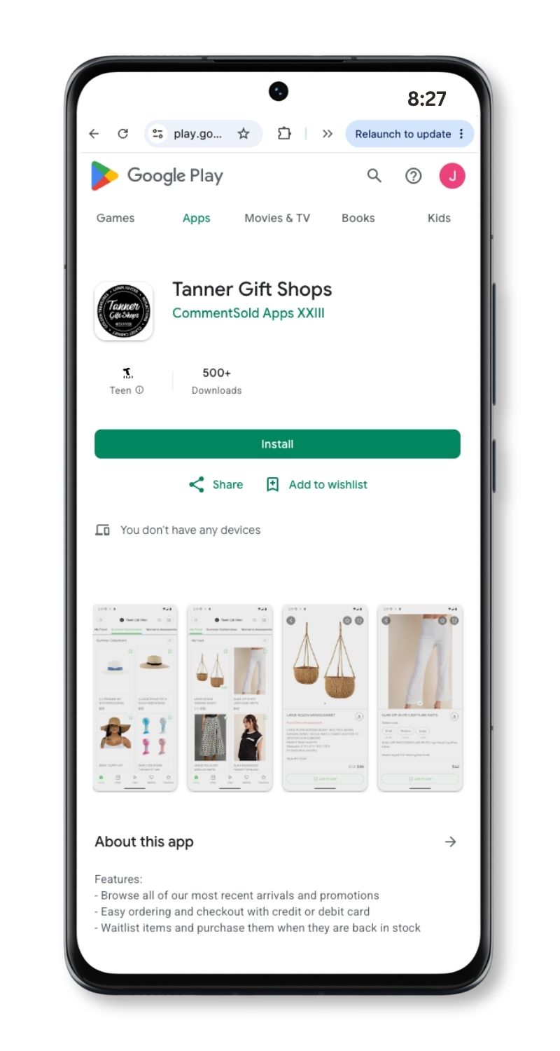 App on the Google Play store